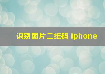 识别图片二维码 iphone